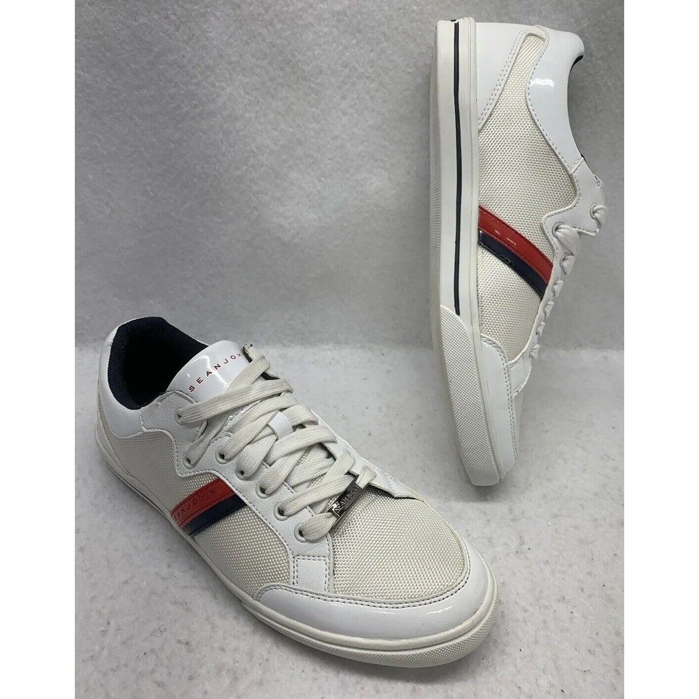 Sean John Hardline Low Top Sneaker Shoe White Red Blue Men’s Size 9.5 Emblem